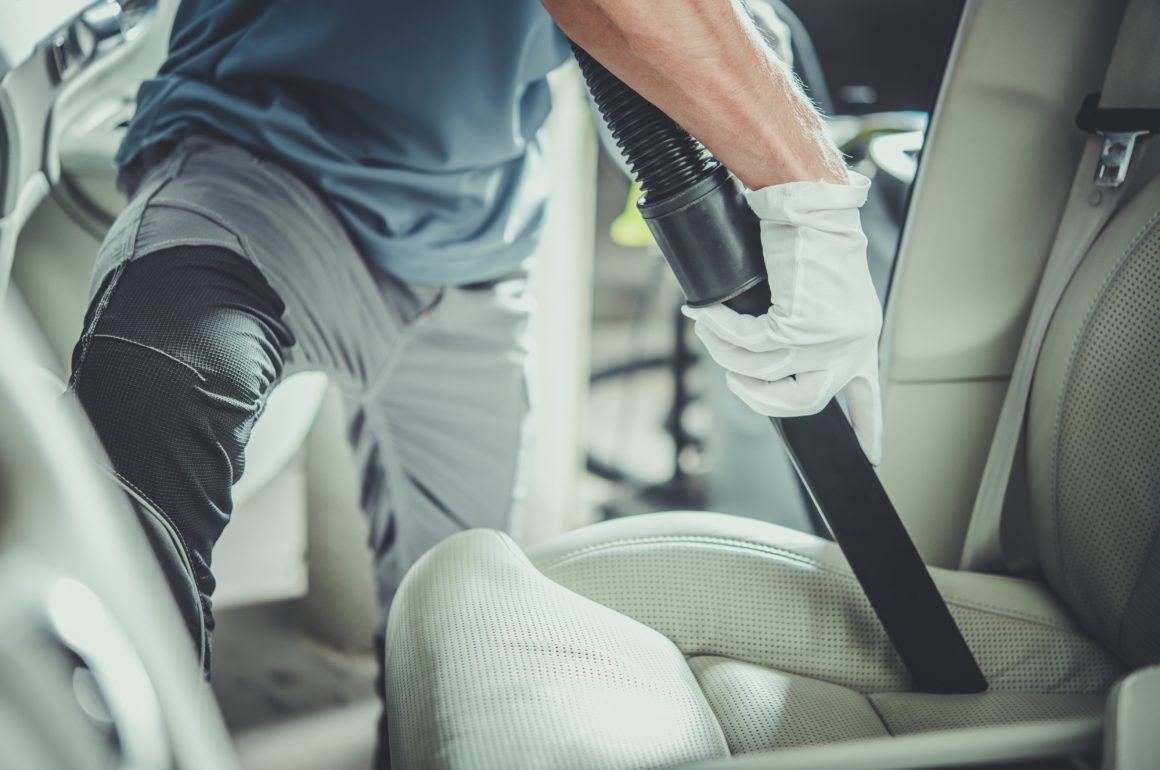 Car interior vacuuming and steam cleaning