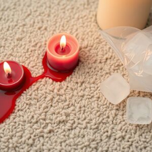 Candle wax on carpet with a bag of ice for removal
