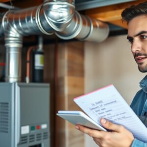 Duct cleaning cost in Ontario Home furnace and ductwork in an Ontario basement with a written duct cleaning quote