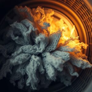 Lint packed inside a dryer vent duct, a fire hazard