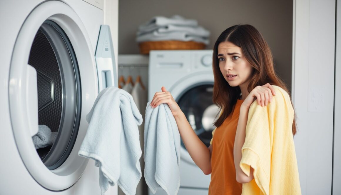 Damp towels from a dryer that takes too long to dry
