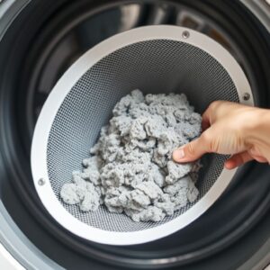 Lint screen full of lint pulled from a clothes dryer